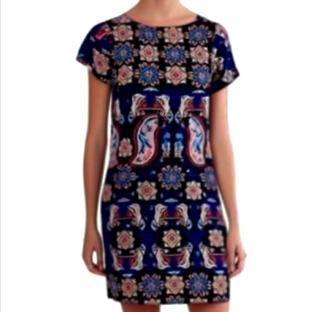 Yumi Kim Elana Shift Dress Size  XS Paisley Print Short Sleeve